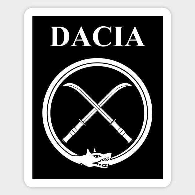 Ancient Dacia Dacian Draco and Falx Symbol Sticker by AgemaApparel